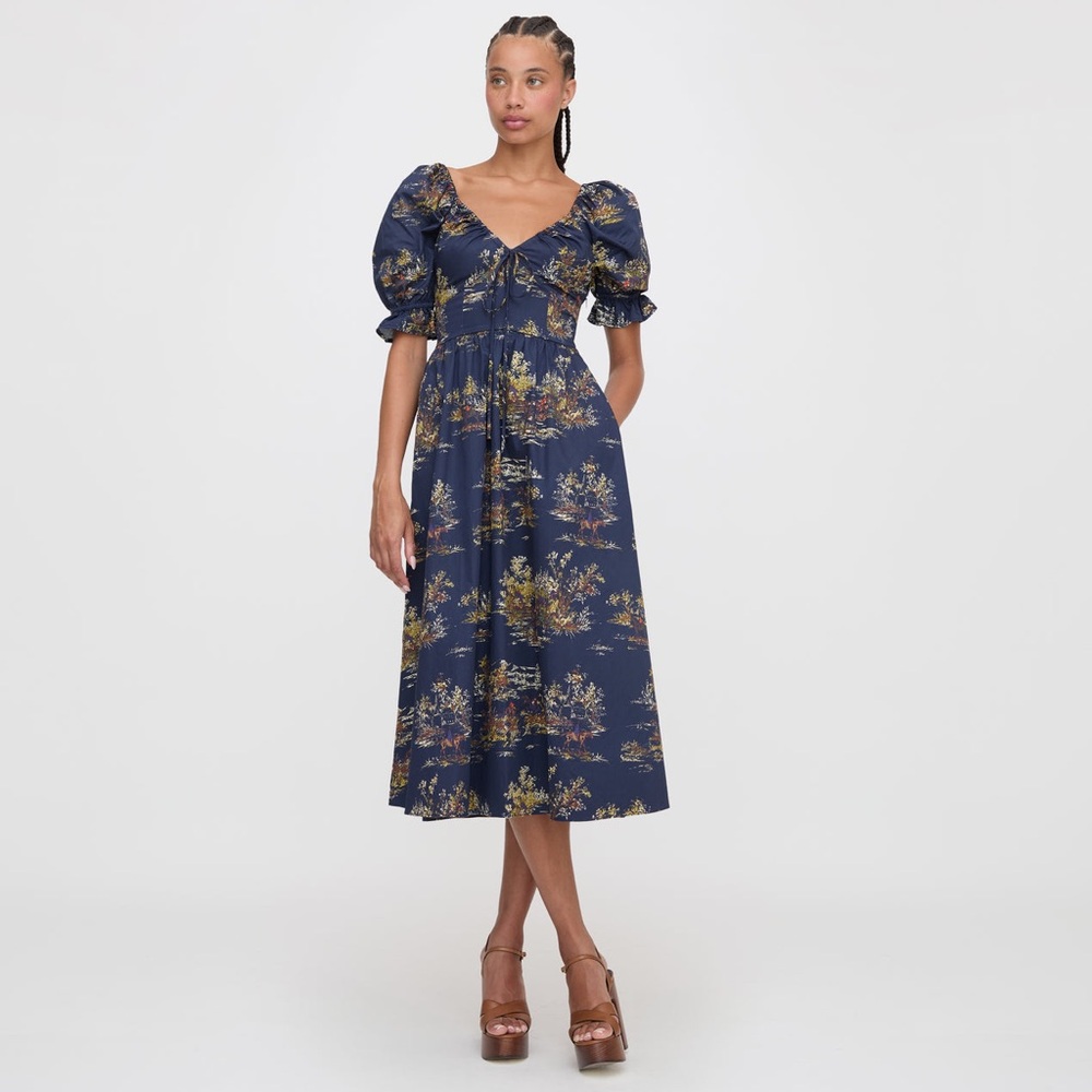Hill House The Ophelia Nap Dress in Navy Equestrian Toile Small